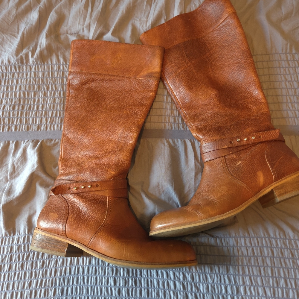 Women's Vintage Lands End Tall Leather Riding Boots